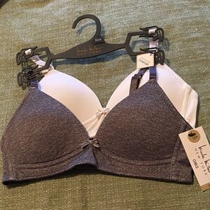 Nicole Miller Charcoal and White Bra Duo